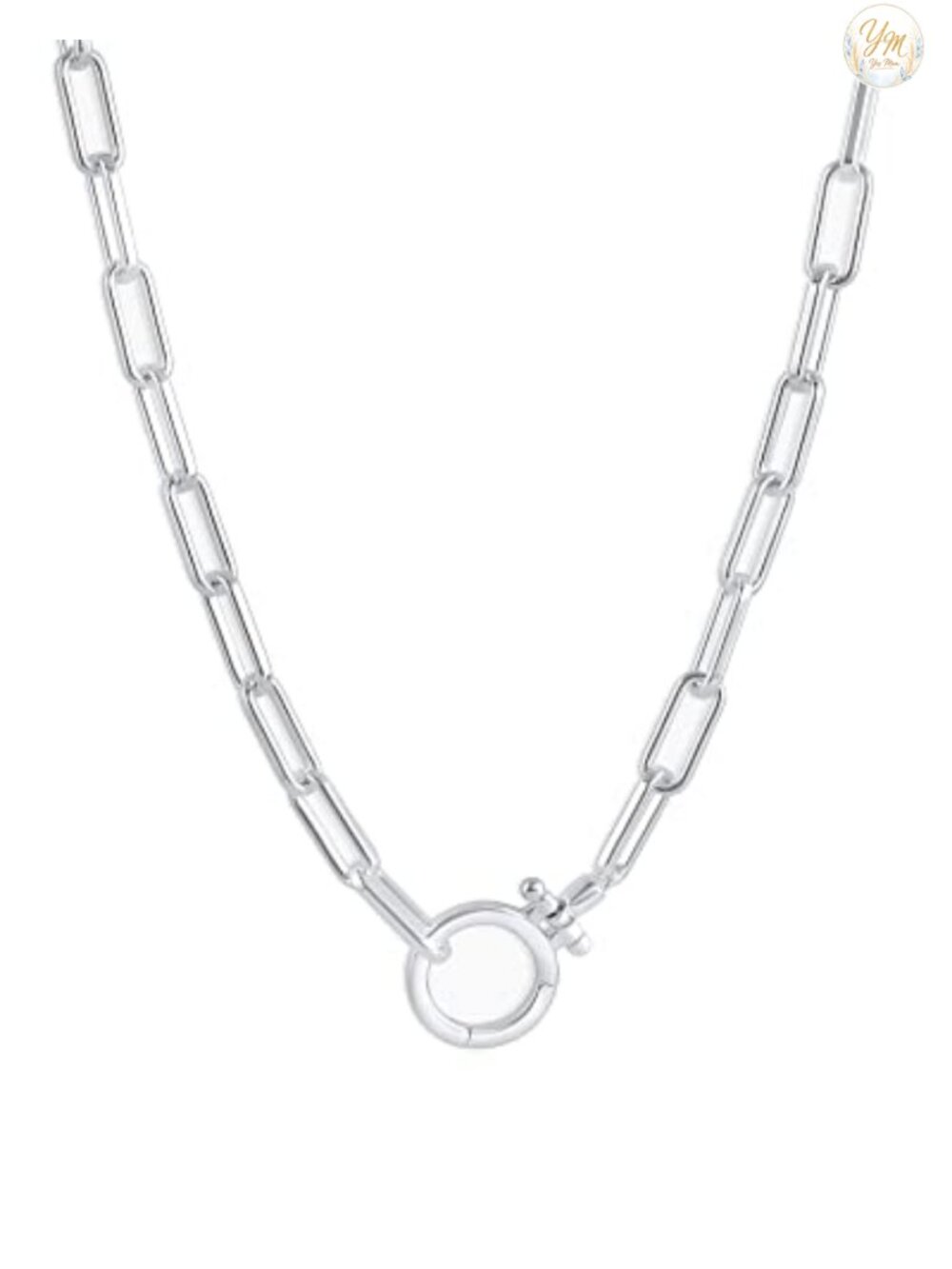 Silver Plated Paperclip Link Chain Necklace 18" Adjustable Chunky Clasp